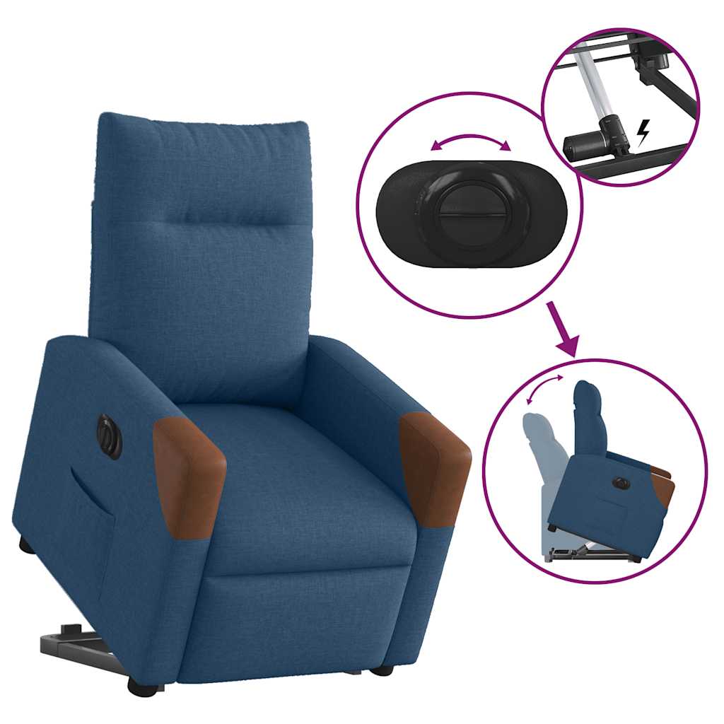 Poltrona Alzapersona Reclinabile Elettrica Blu in Tessuto | homemem39