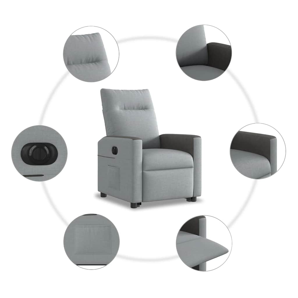 Poltrona Reclinante Alzapersona Elettrica Grigio Chiaro Tessuto | homemem39