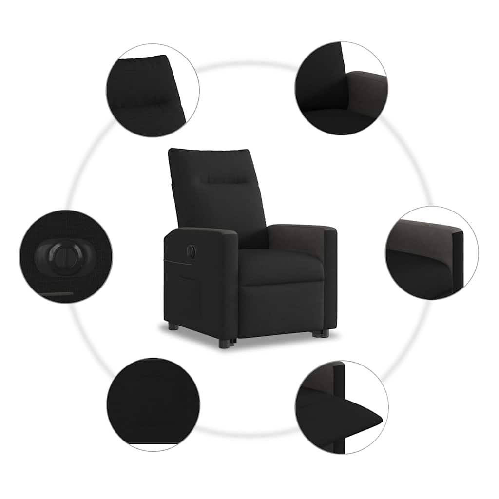 Poltrona Alzapersona Reclinabile Elettrica Nera in Tessuto - homemem39