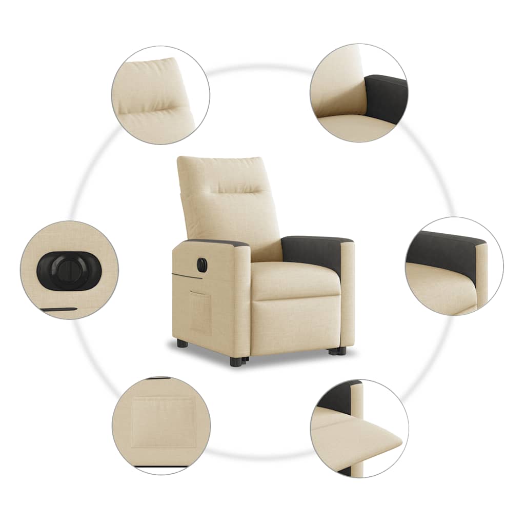 Poltrona Alzapersona Reclinabile Elettrica Crema in Tessuto | homemem39