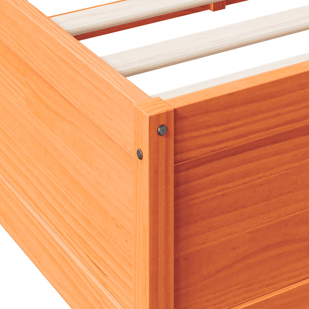 Letto Libreria senza Materasso Marrone Cera 120x200 cm in Pino - homemem39