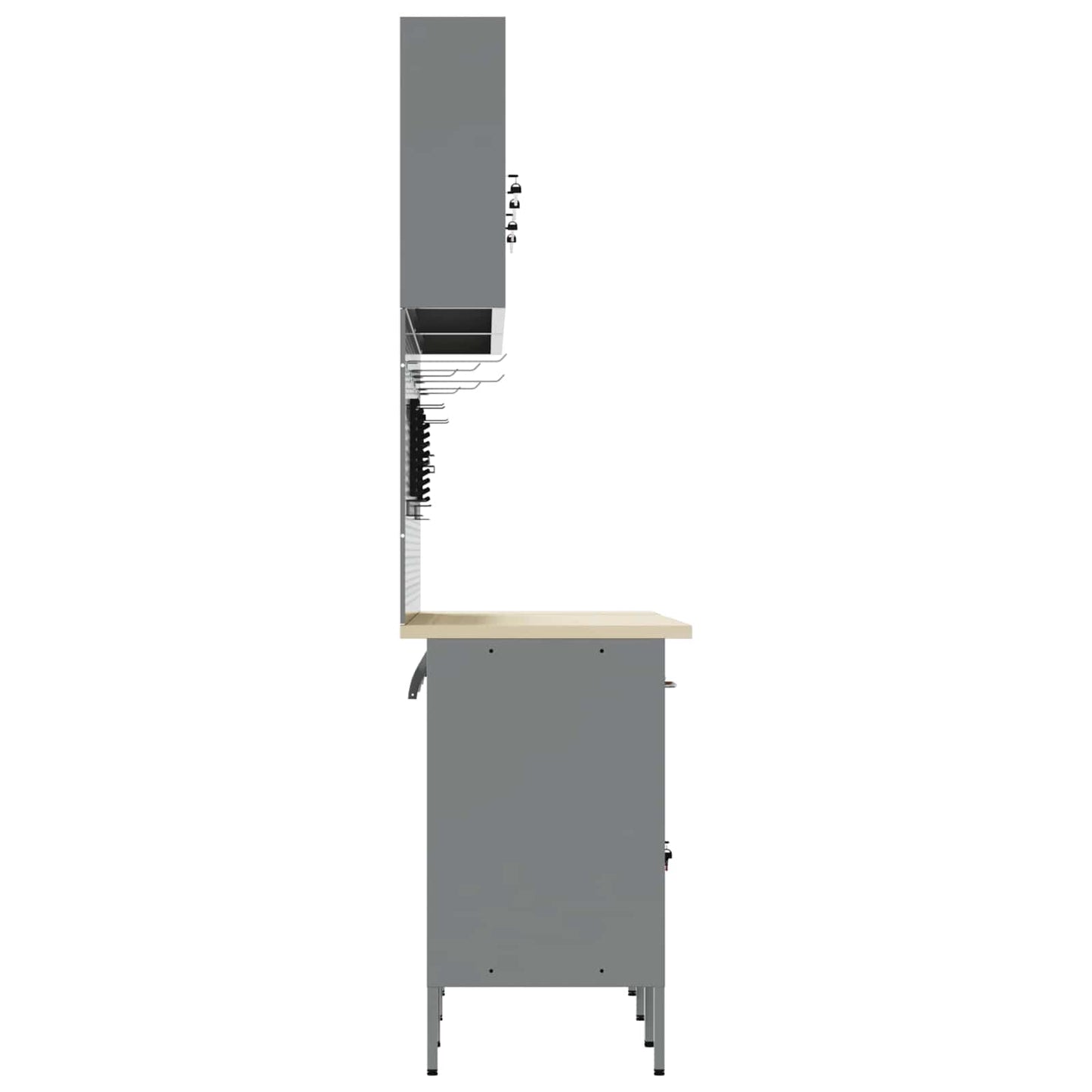 Banco da lavoro con blocco 8 pcs Nero 150 x 55 x 200 cm Acciaio