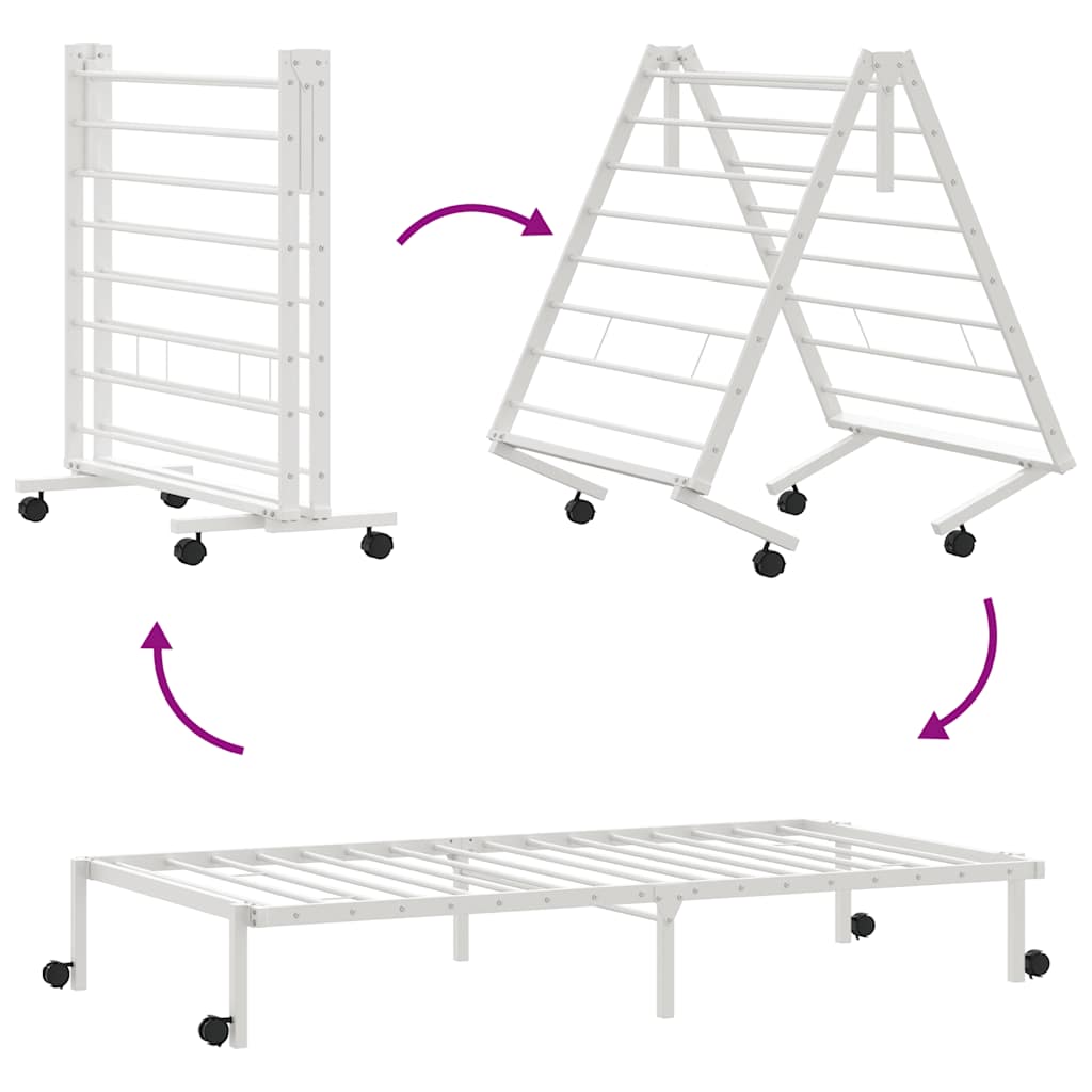 Giroletto senza Materasso Pieghevole Bianco 80x200 cm Acciaio