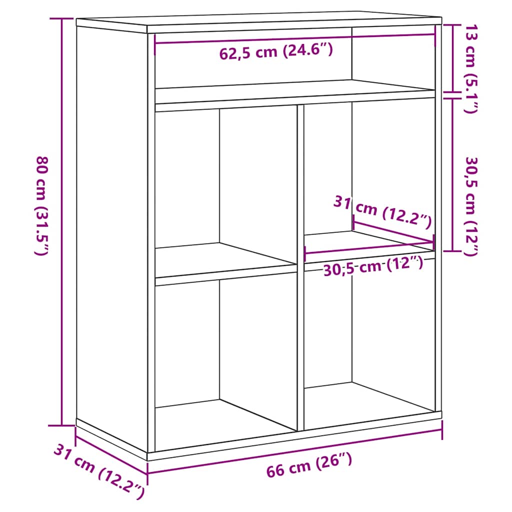 Libreria Grigio Cemento 66x31x80 cm in Legno Multistrato | homemem39
