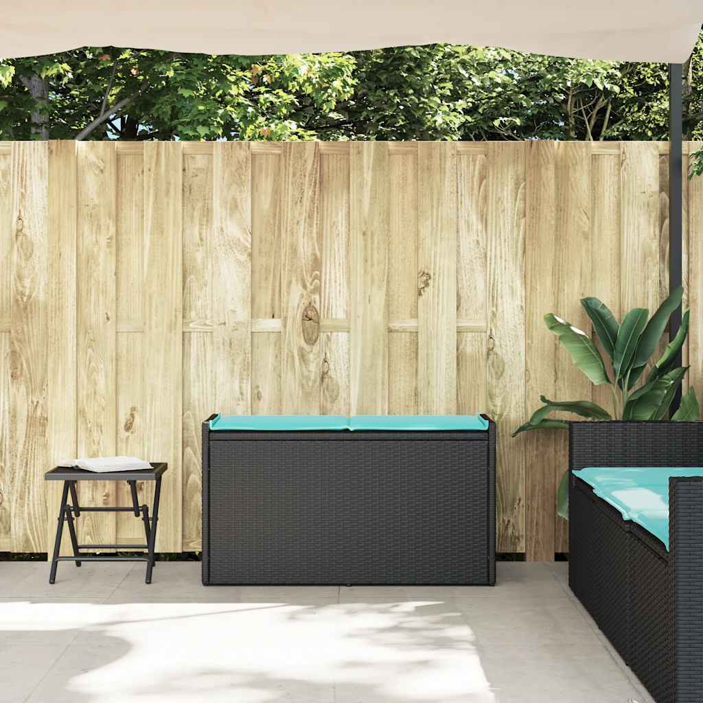 Cassapanca da Esterno con Cuscino Nera 100 cm in Polyrattan | homemem39