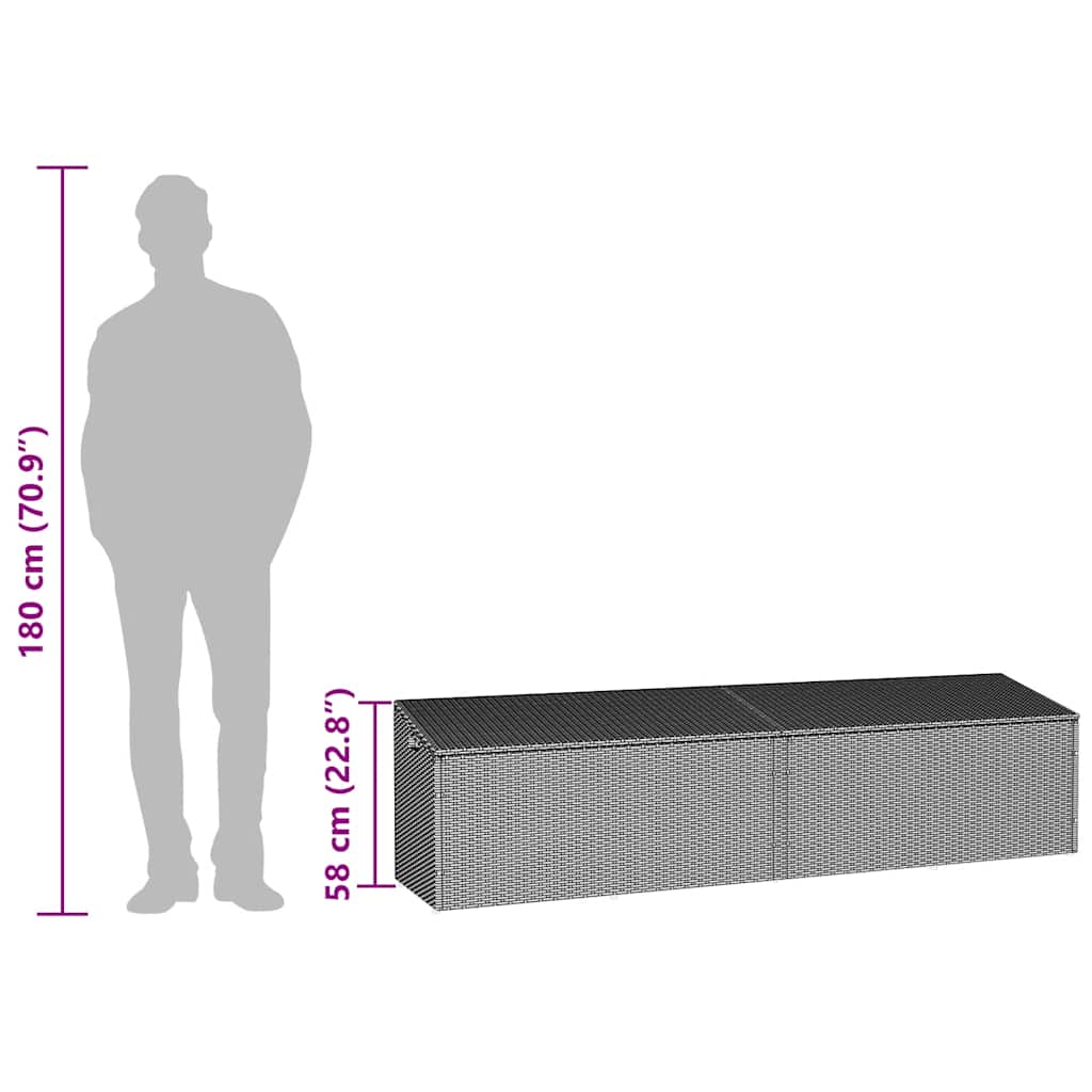 Baule da Giardino Grigio Chiaro 220x50x58 cm in Polyrattan - homemem39