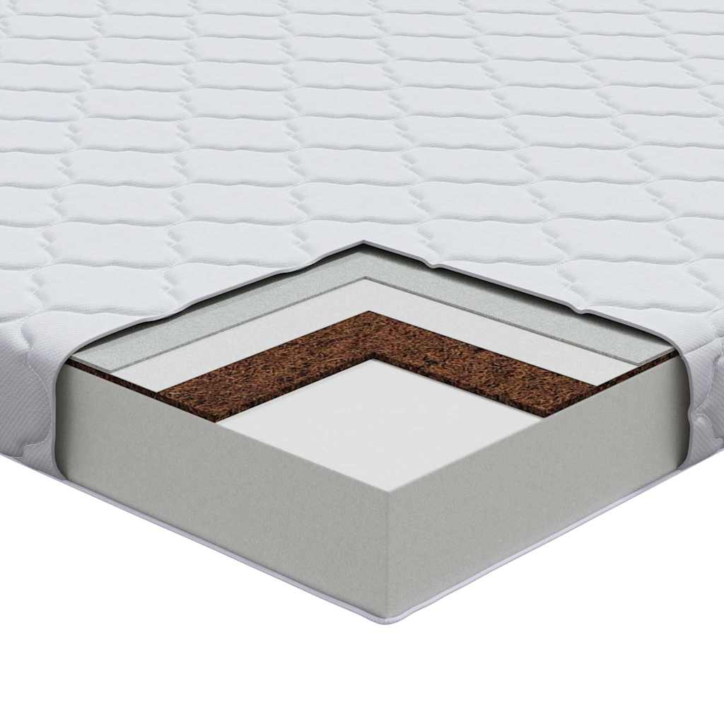 Materasso con Strato di Cocco Bianco 190 x 90 cm Schiuma PU - homemem39