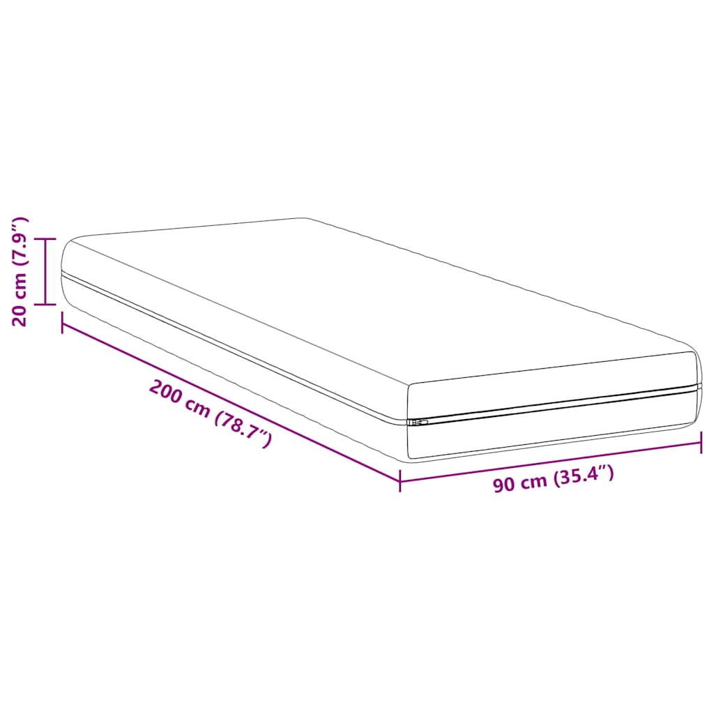 Materasso con Strato di Cocco Bianco 90 x 200 cm - homemem39