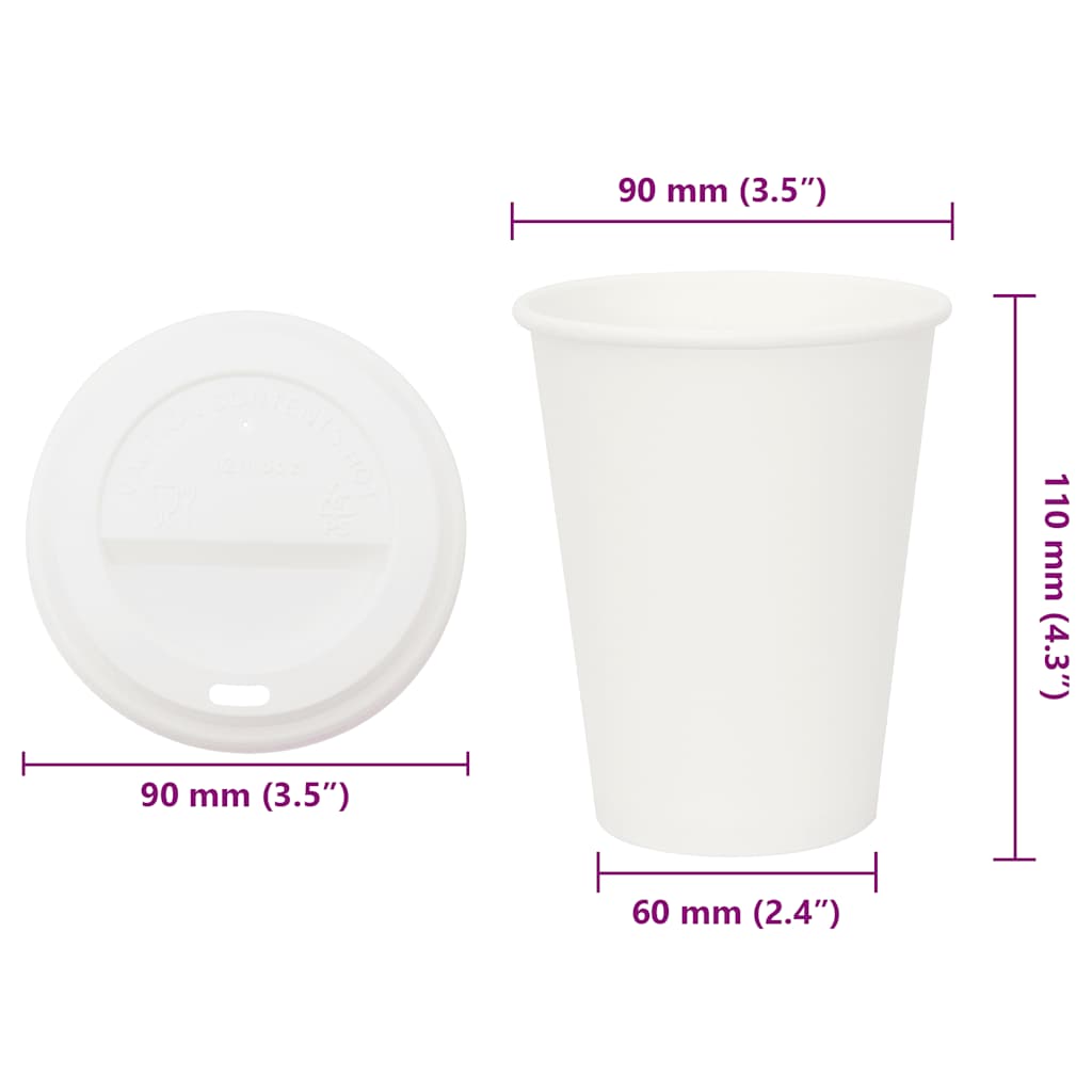 Tazze da Caffè in Carta con Coperchi 1000 pz 12oz 300 ml | homemem39