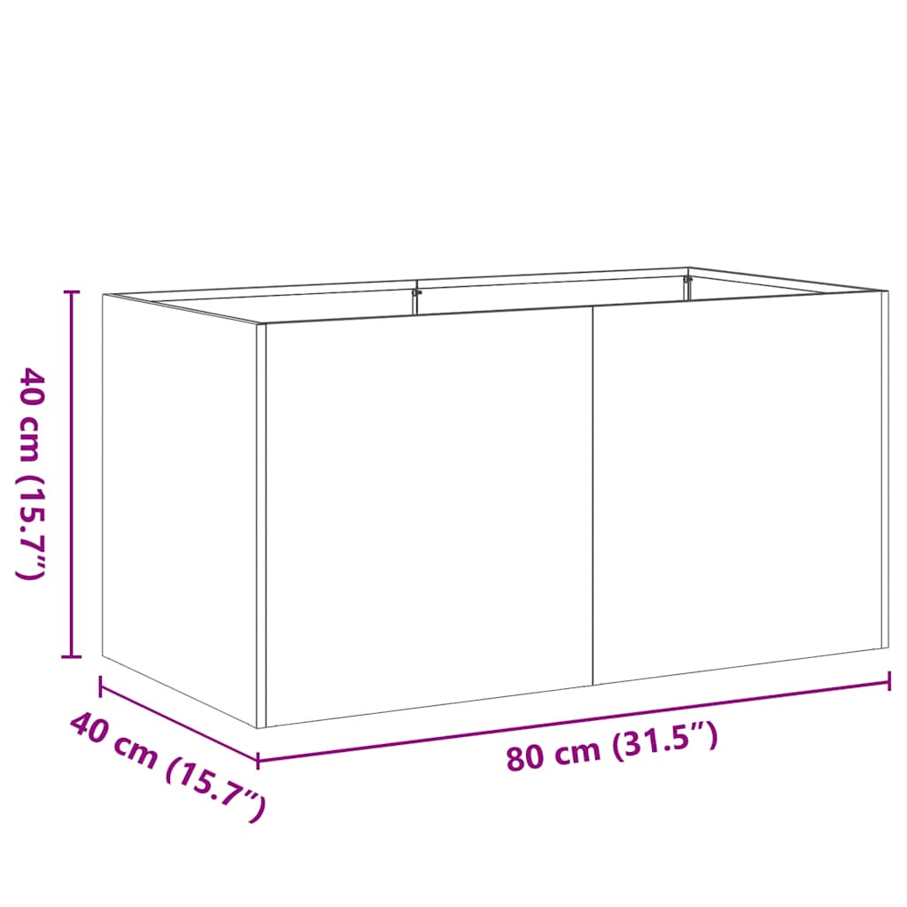 Fioriera Verde Oliva 80x40x40 cm in Acciaio Laminato a Freddo | homemem39