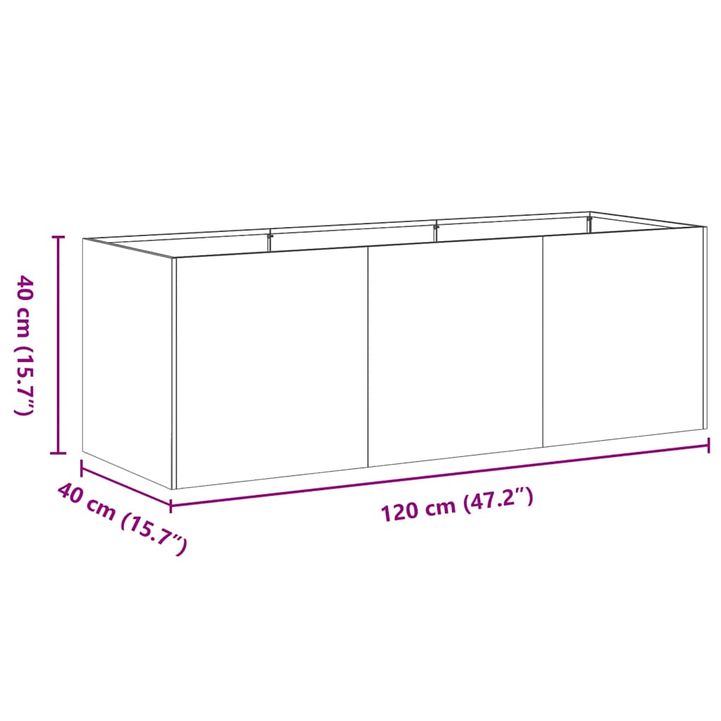 Fioriera 120x40x40 cm in Acciaio Zincato | homemem39