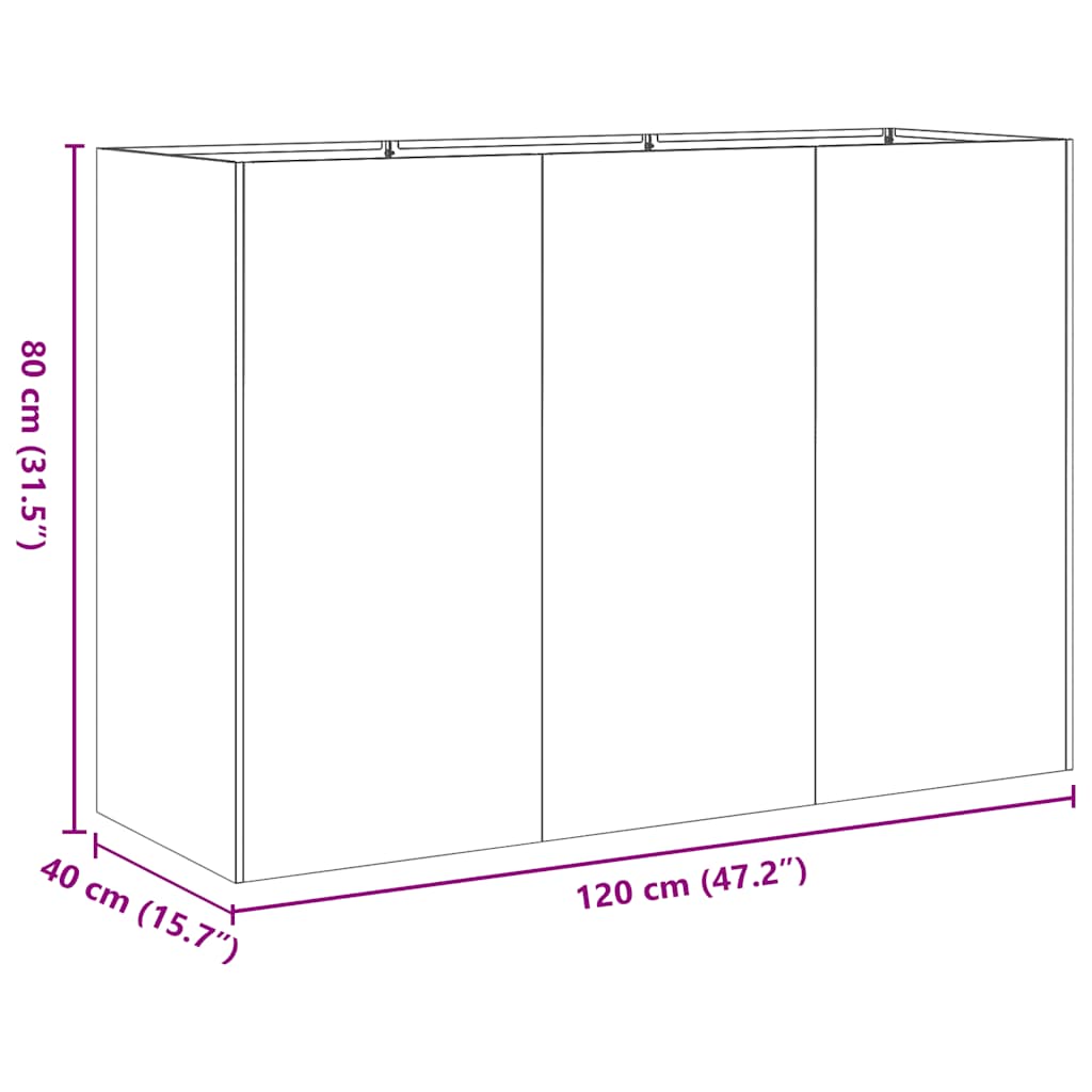 Fioriera Nera 120x40x80 cm in Acciaio Laminato a Freddo | homemem39