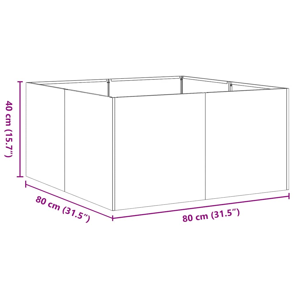 Fioriera Arrugginita 80x80x40 cm in Acciaio Corten
