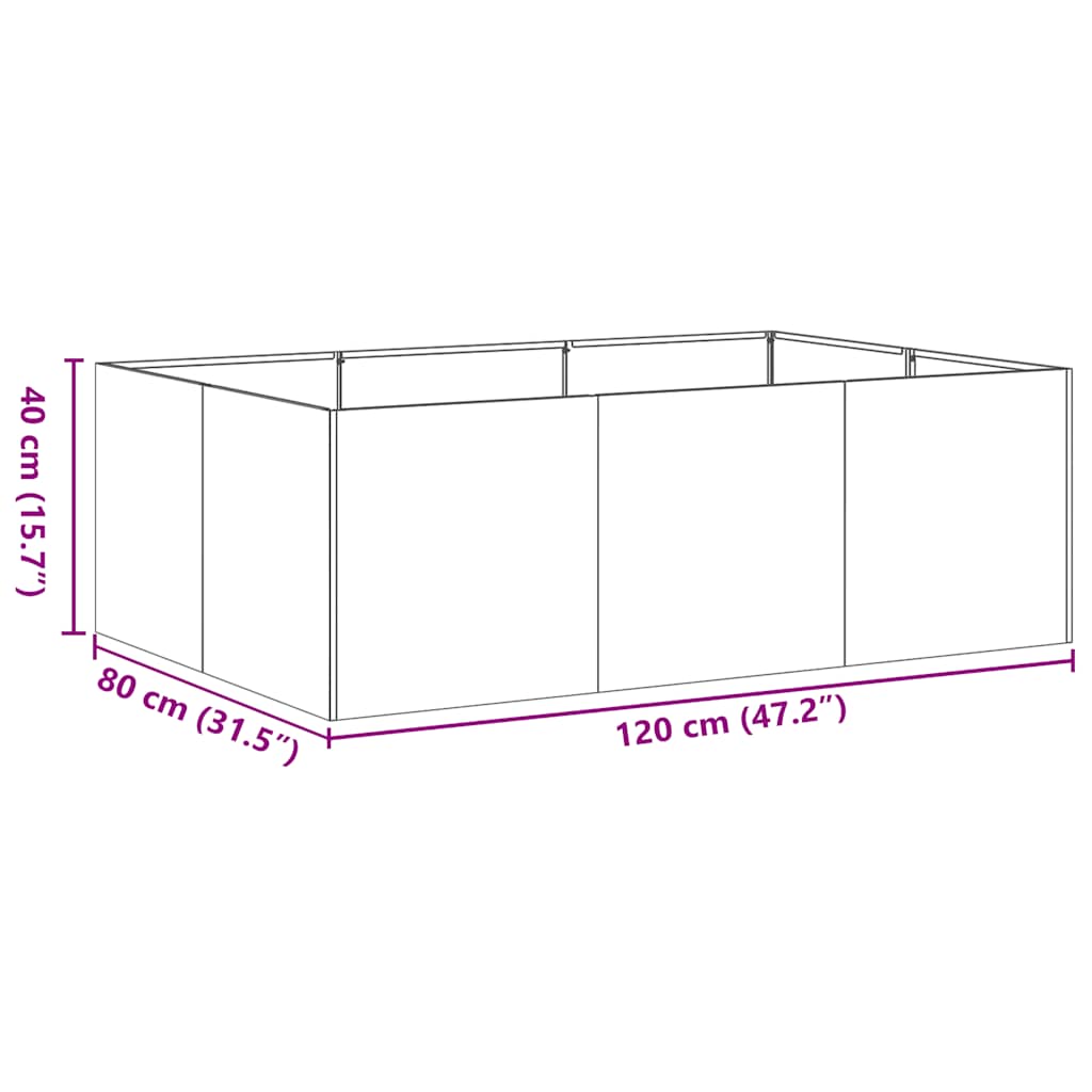 Fioriera Verde Oliva 120x80x40 cm in Acciaio | homemem39