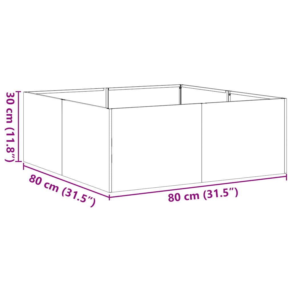 Fioriera 80x80x30 cm in Acciaio Inox