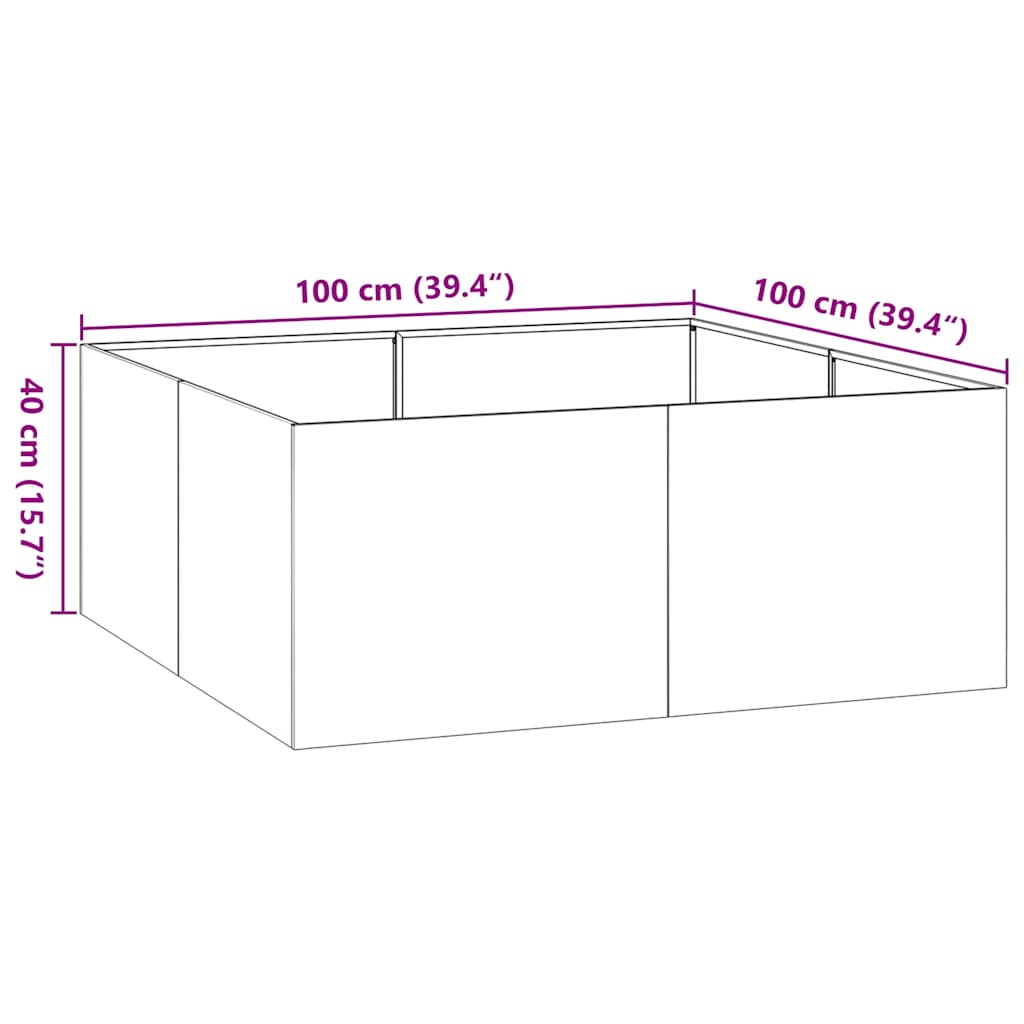 Fioriera Nera 100x100x40 cm in Acciaio | homemem39