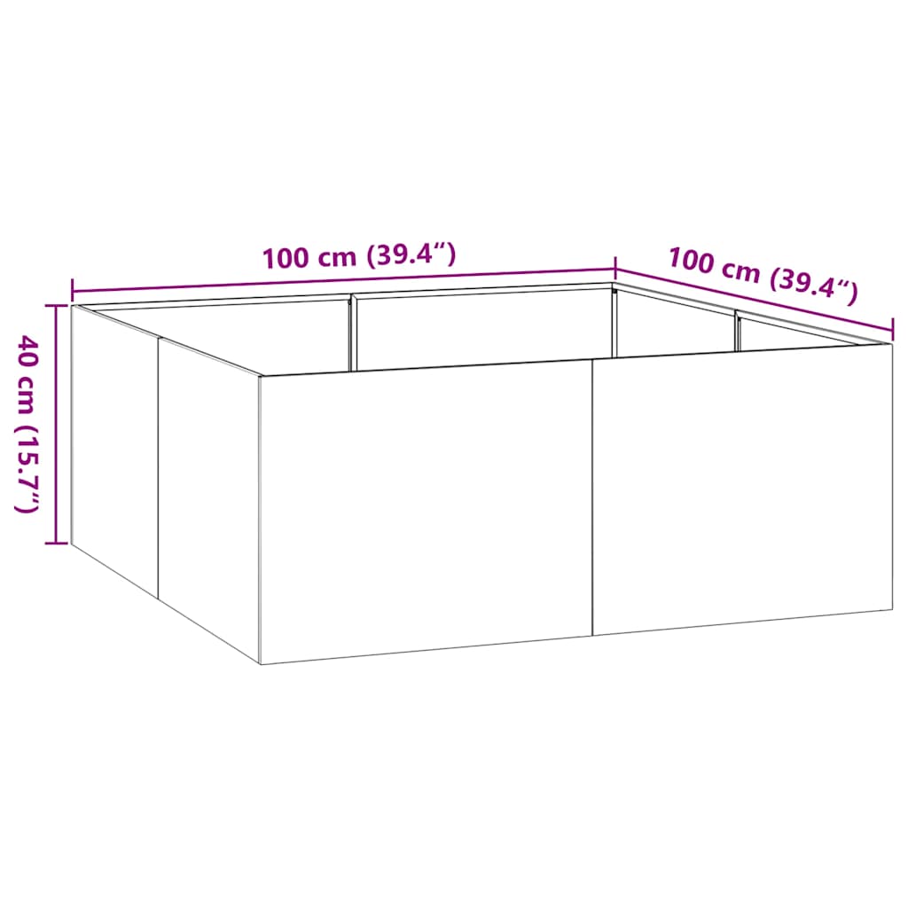 Fioriera Antracite 100x100x40 cm in Acciaio | homemem39