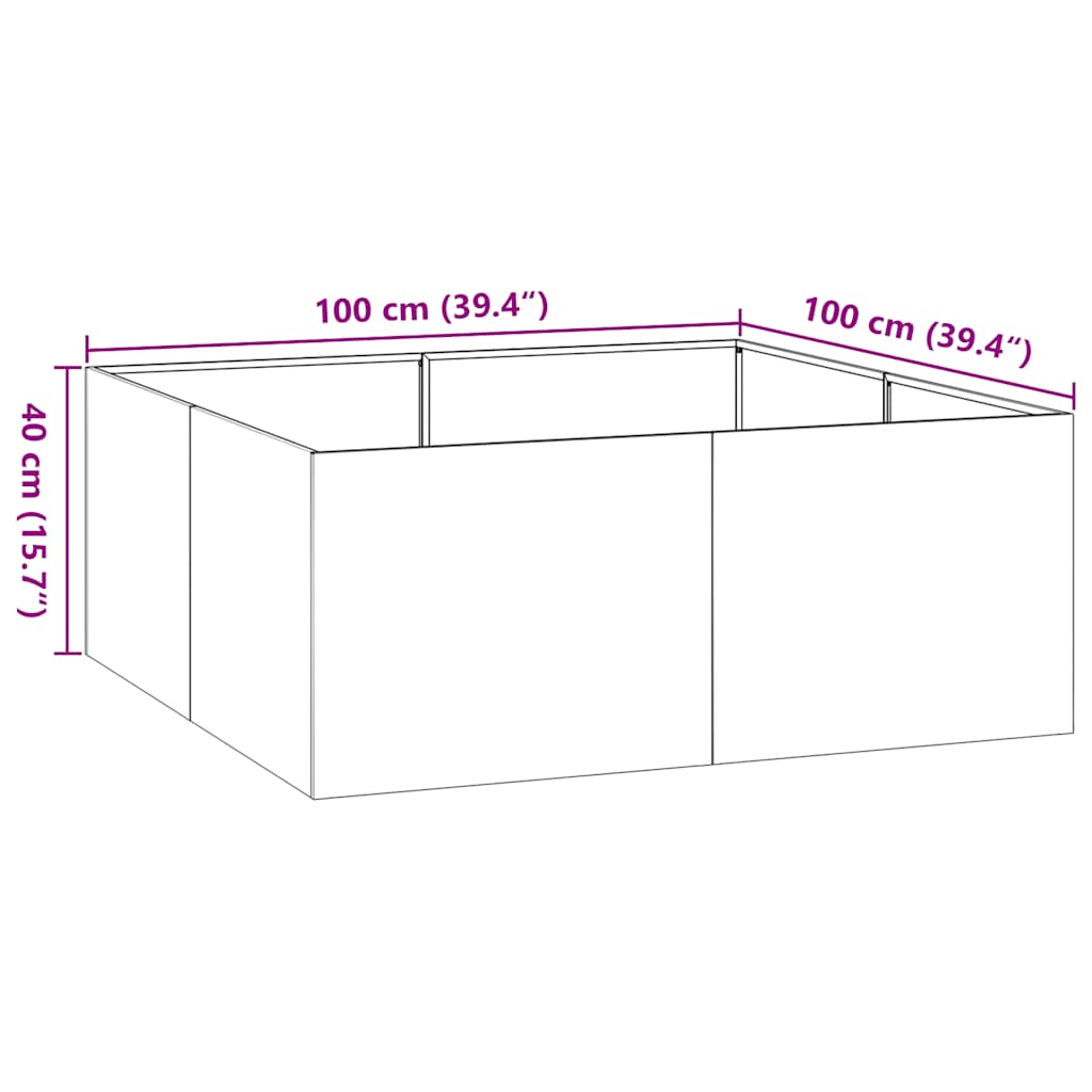 Fioriera 100x100x40 cm in Acciaio Inox