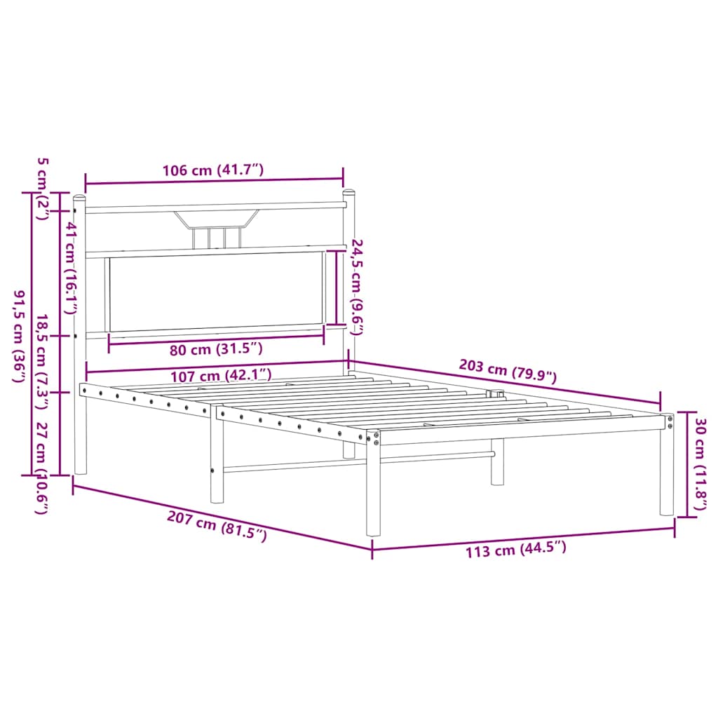 Giroletto senza Materasso Rovere Sonoma 107x203cm in Truciolato | homemem39