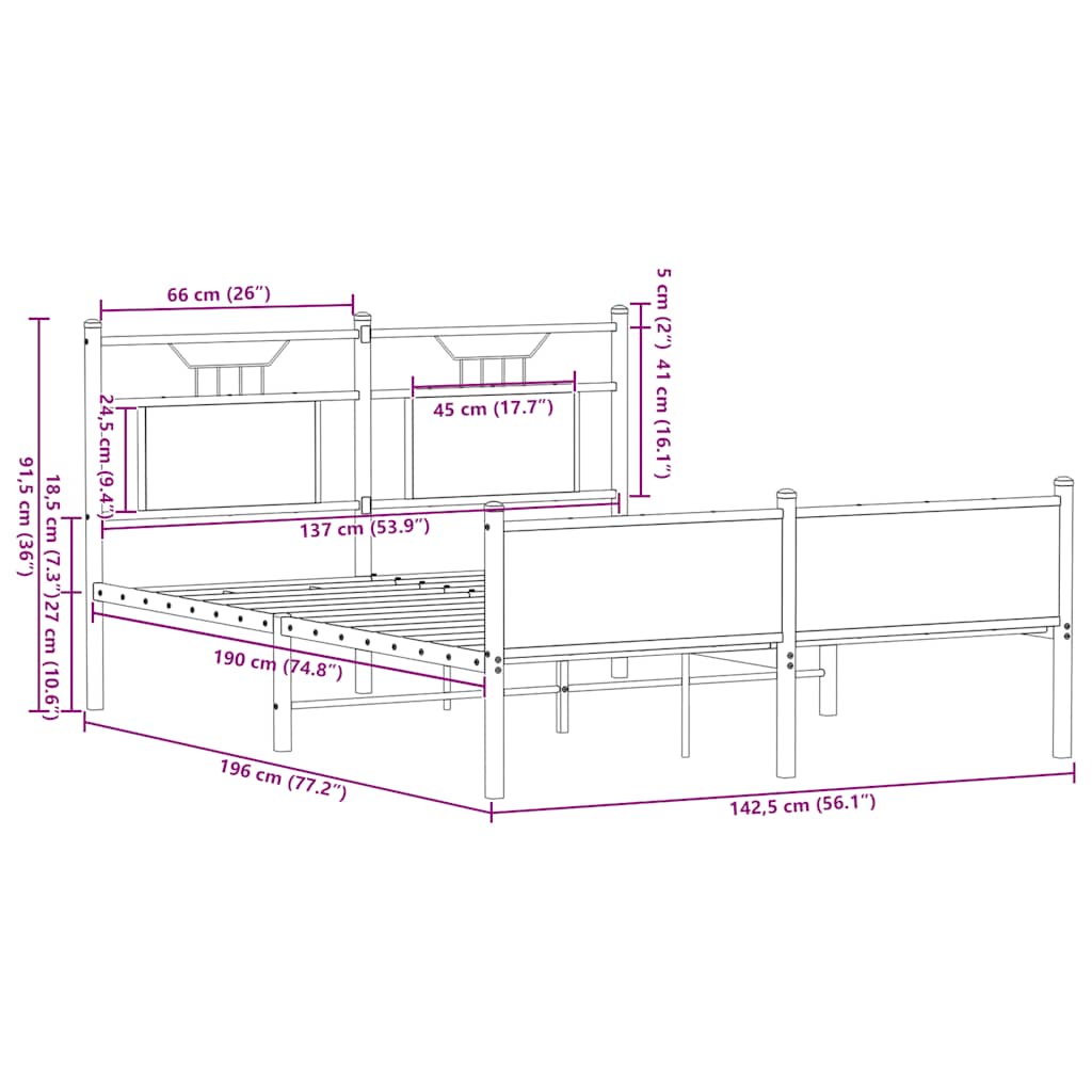 Giroletto senza Materasso Rovere Fumo 137x190 cm in Truciolato