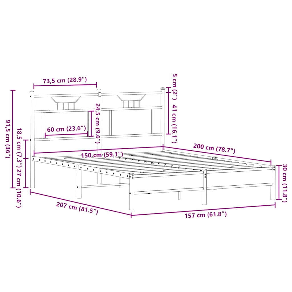 Giroletto senza Materasso Rovere Sonoma 150x200cm in Truciolato - homemem39