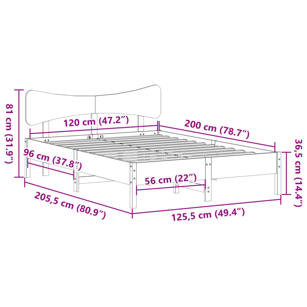 Giroletto senza Materasso Marrone Cera 120x200 cm Legno di Pino | homemem39