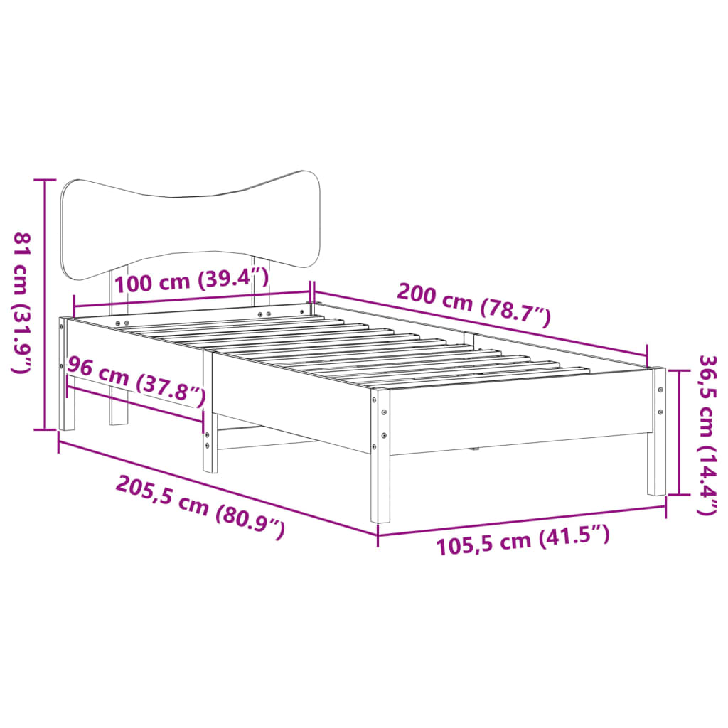 Giroletto senza Materasso Marrone Cera 100x200 cm Legno di Pino | homemem39