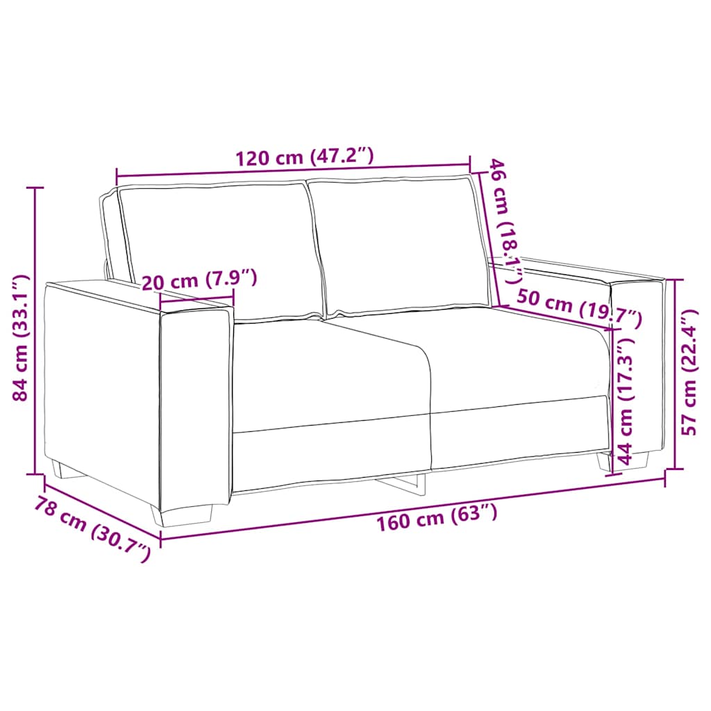 Divano a due posti Cappuccino 160 cm Pelle Sintetica | homemem39