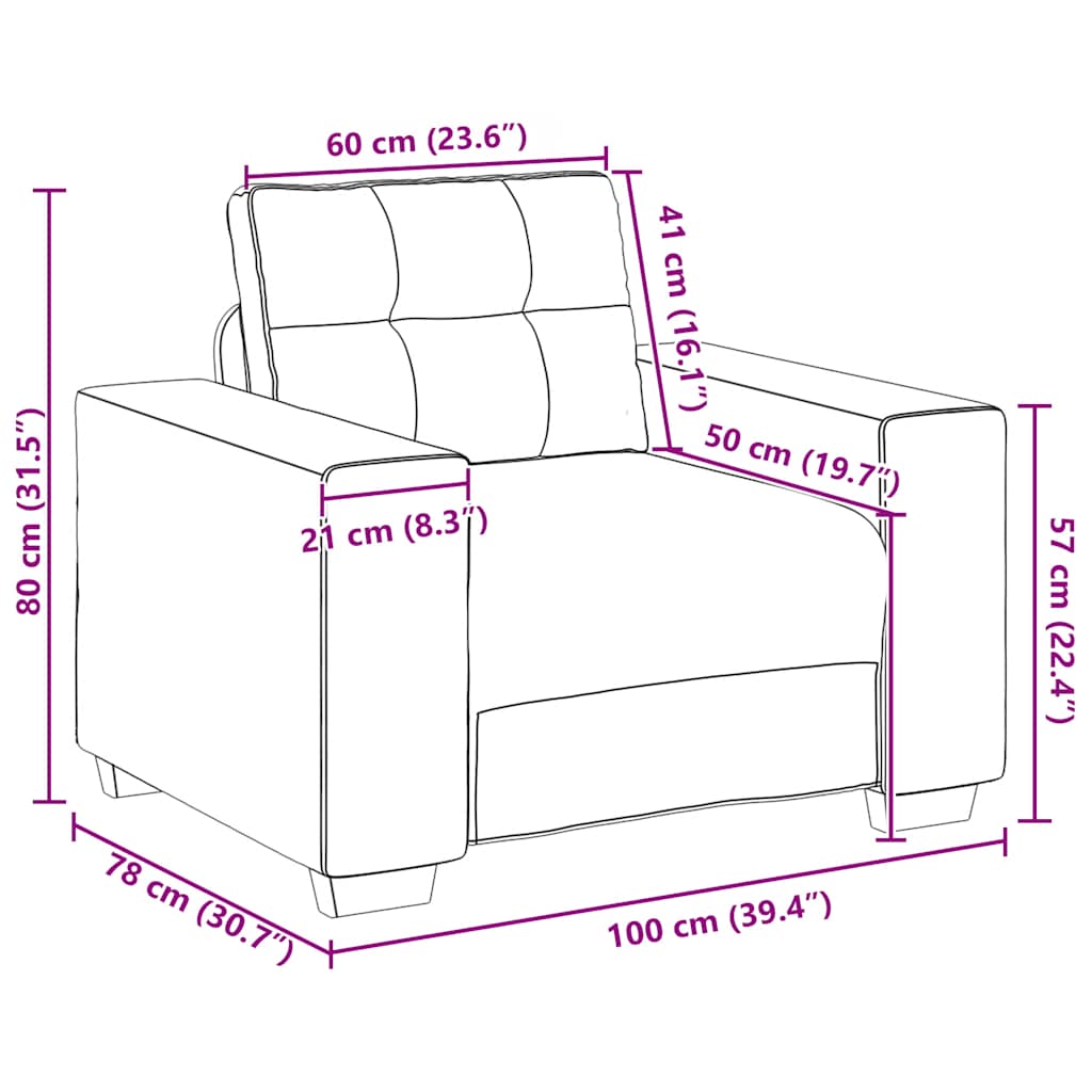 Divano Sedia Marrone 100x78x80 cm Velluto | homemem39