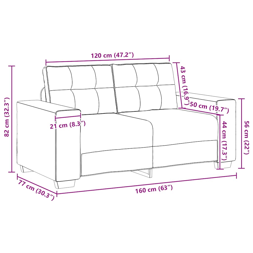 Divano Divanetto Grigio Chiaro 160x77x82 cm in Velluto | homemem39