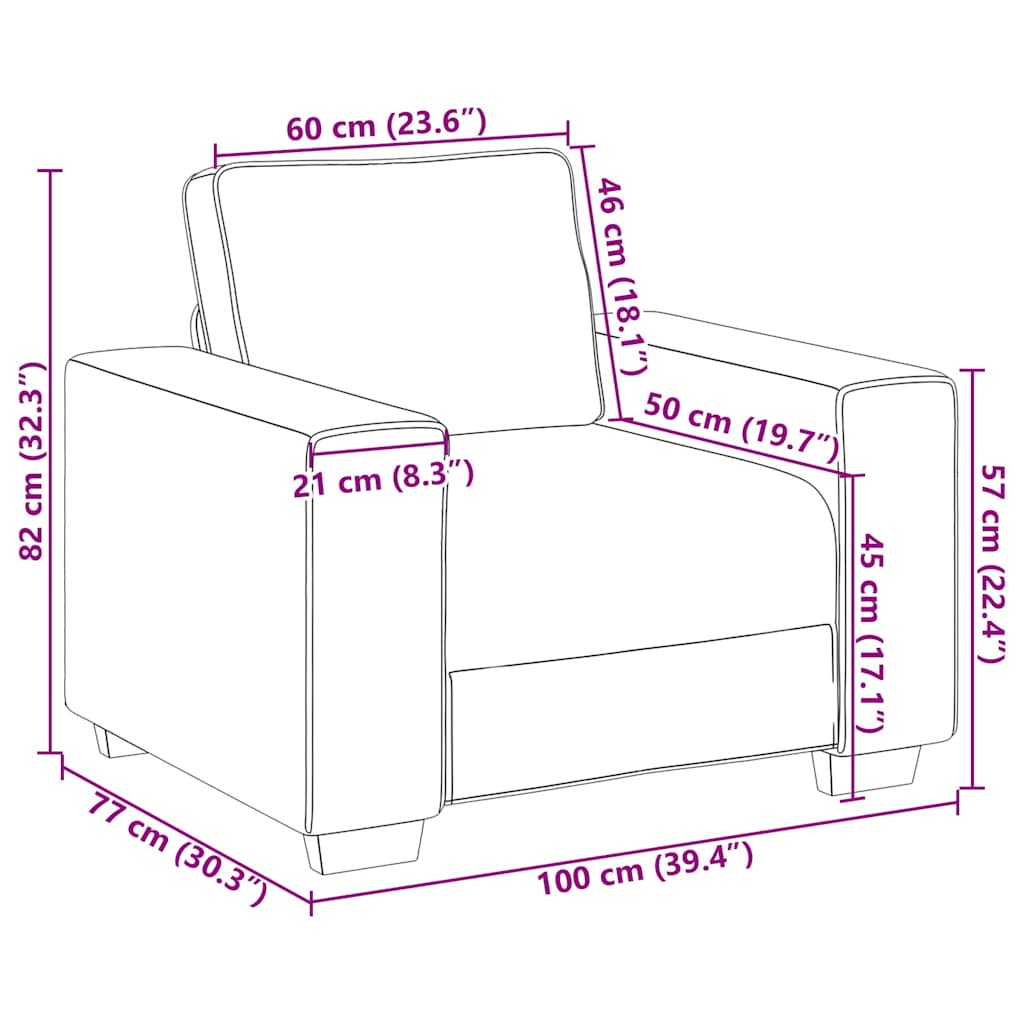 Poltrona Marrone 100x77x82 cm in Tessuto | homemem39