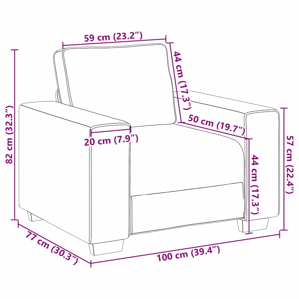 Divano Grigio Nuvola 100 x 77 x 82 cm Tessuto