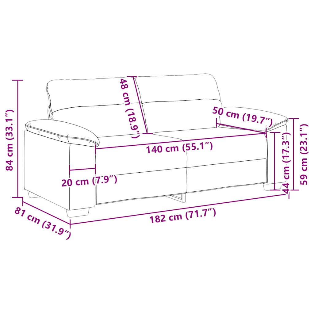 Divano a 2 posti Crema 180x81x84 cm in Similpelle | homemem39