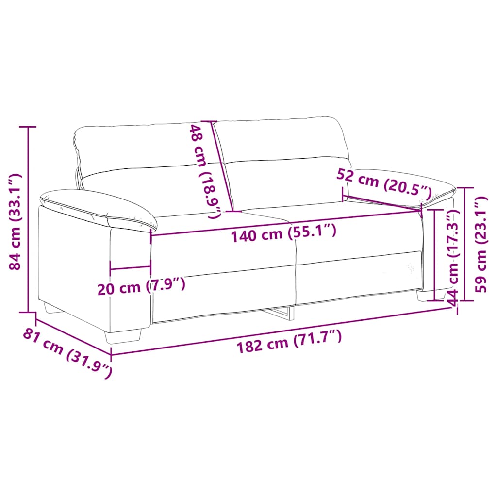 Divano a 2 posti Cappuccino 180x81x84 cm in similpelle | homemem39