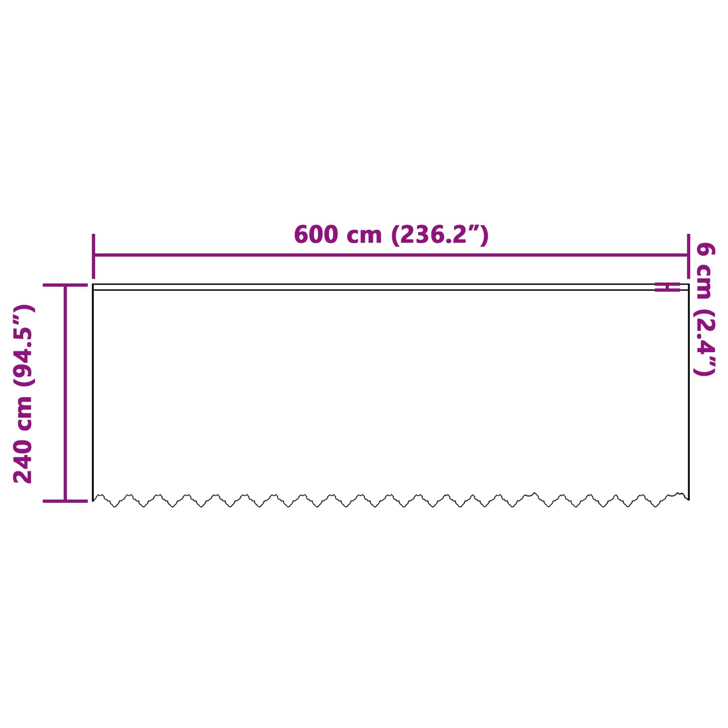 Tenda in Pizzo con tende Bianco 240 x 600 cm Poliestere