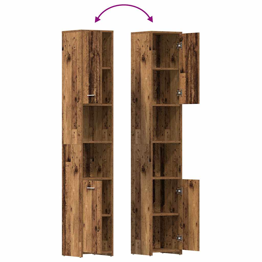 Set Mobili da Bagno 4 pz Legno Antico in Legno Multistrato