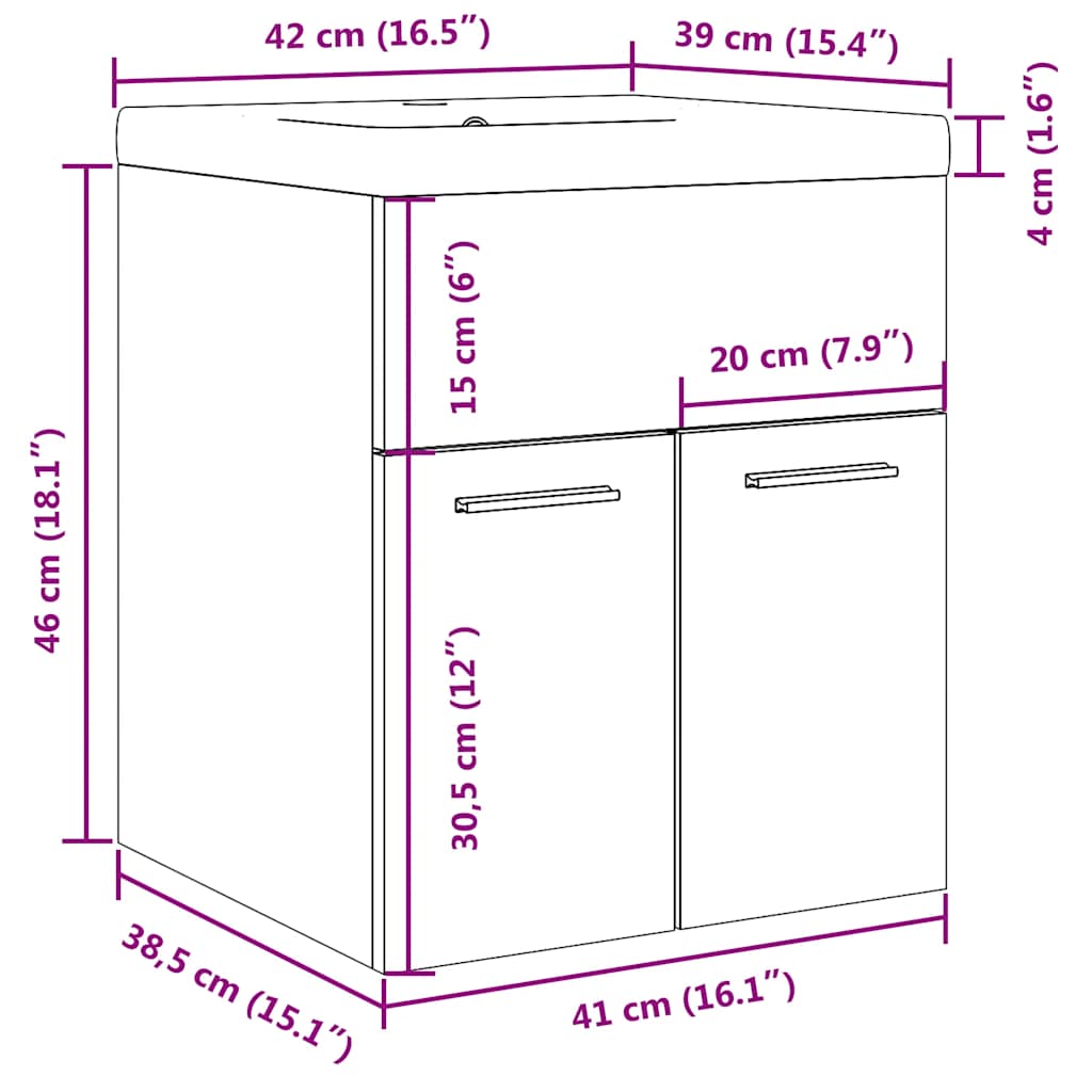Set Mobili da Bagno 2 pz Legno Antico in Legno Multistrato | homemem39