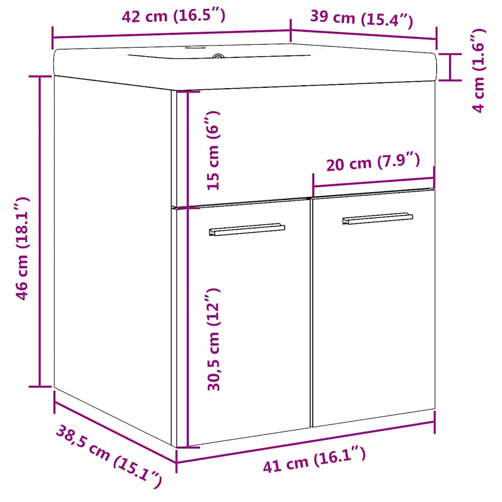 Set Mobili da Bagno 2 pz Rovere Artigianale Legno Multistrato | homemem39