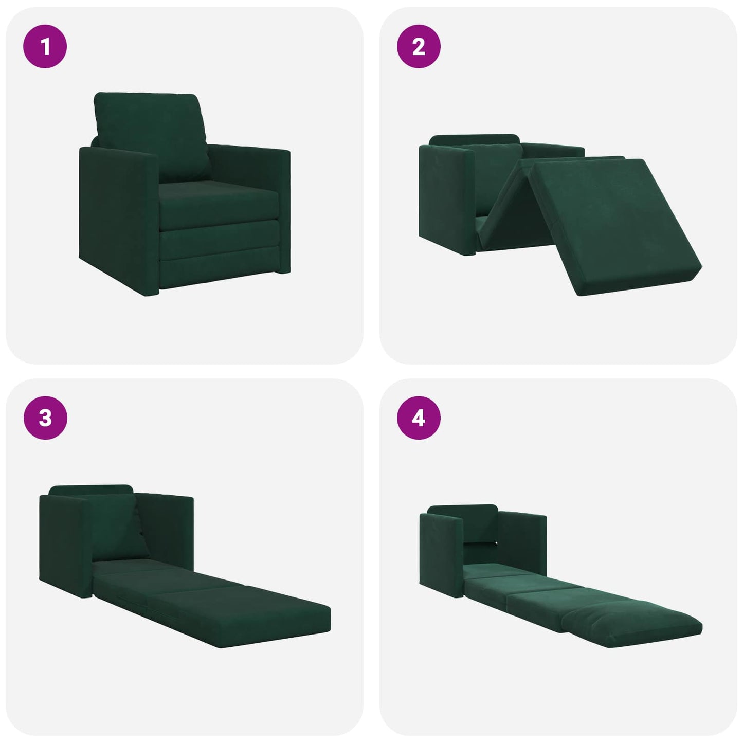 Divano letto Verde Scuro 74 x 77 x 81 cm Velluto