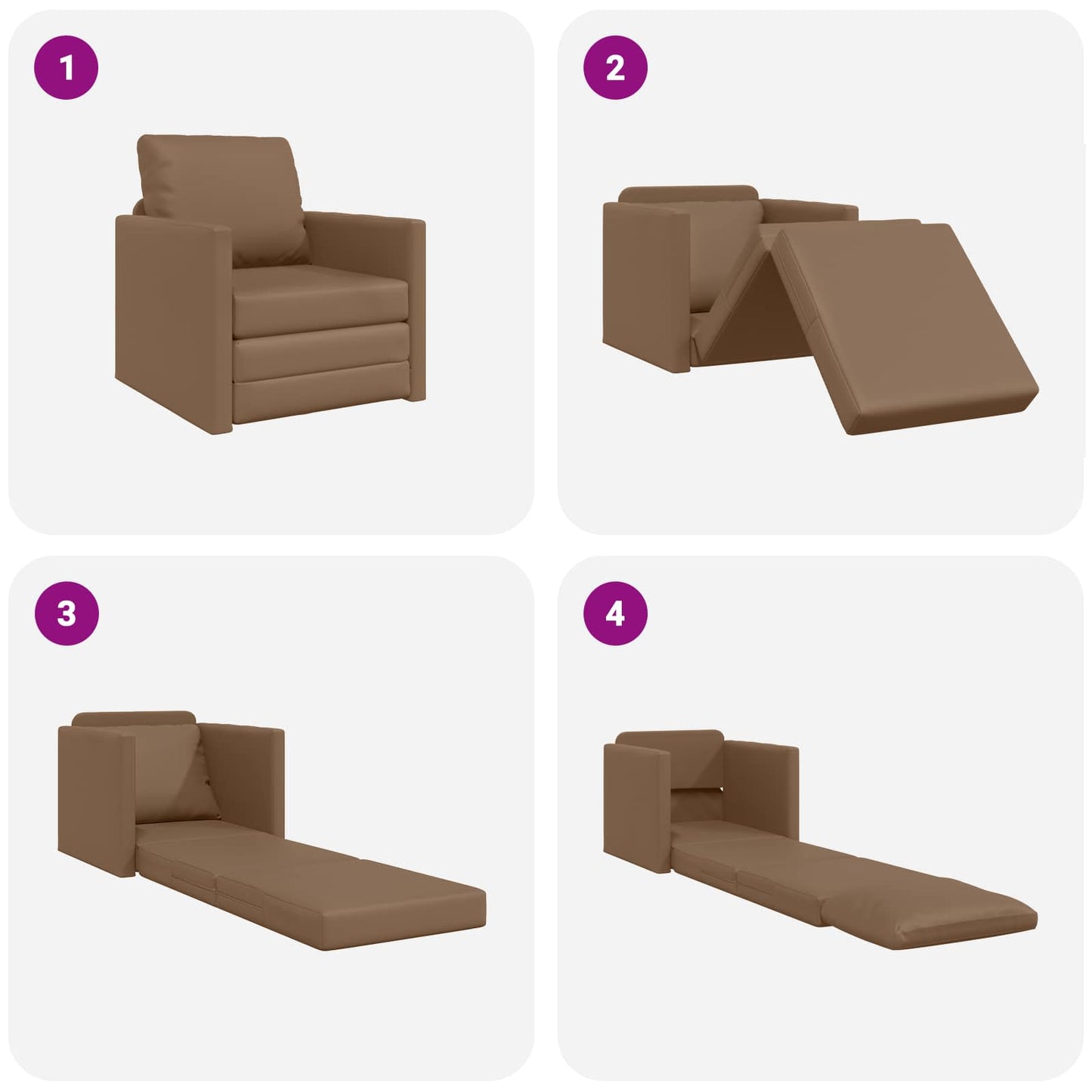 Divano letto 60cm Cappuccino Pelle Artificiale