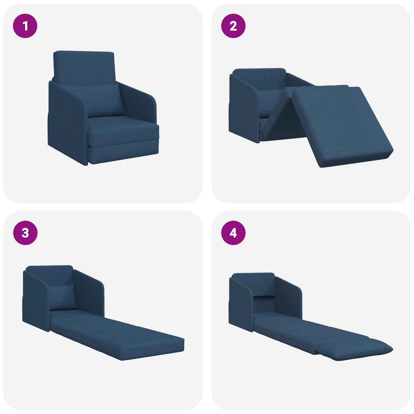 Divano letto Blu 65 x 80 x 83 cm Tessuto