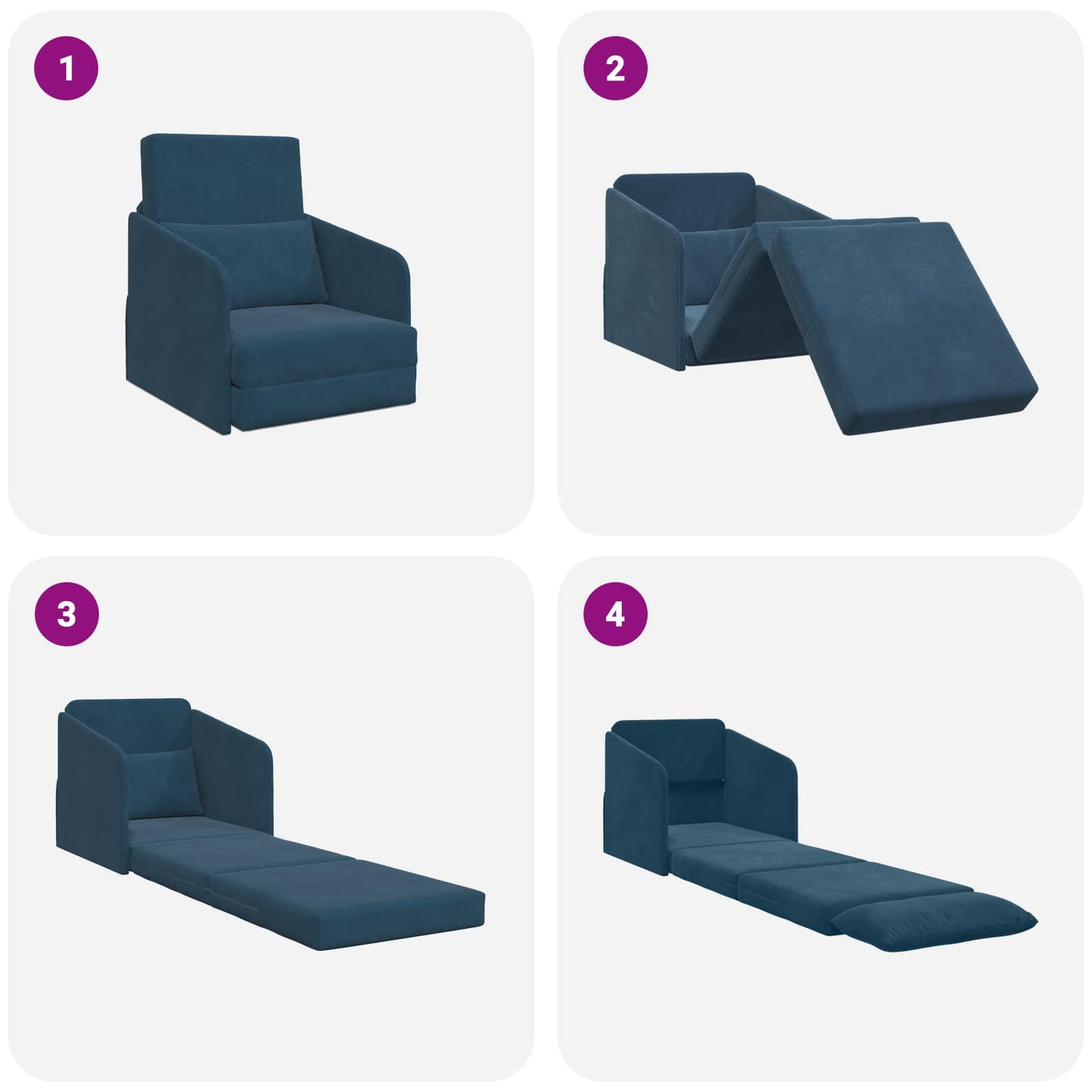 Divano letto Blu 65 x 80 x 83 cm Velluto