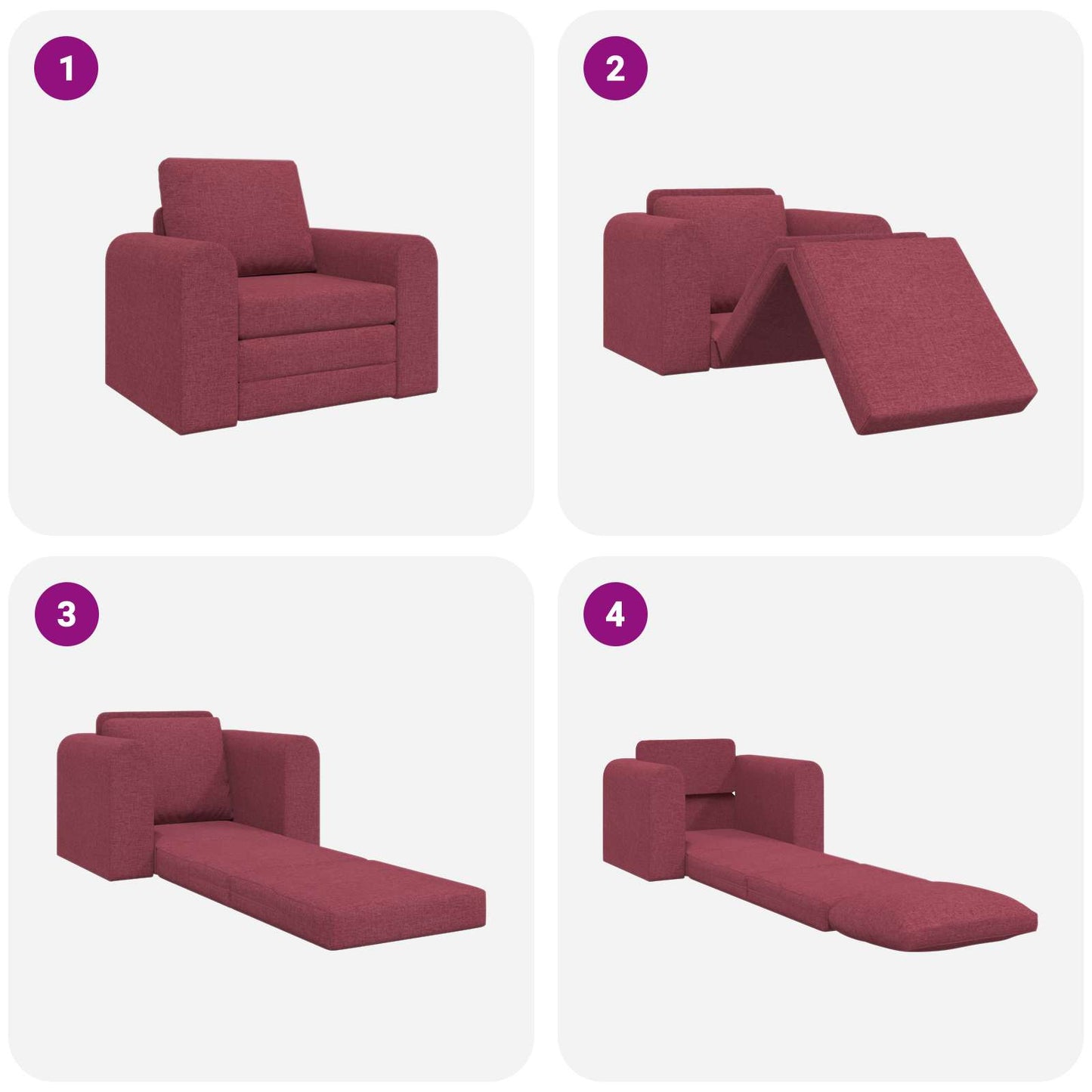 Divano letto Rosso Vino 98 x 71 x 83 cm Tessuto