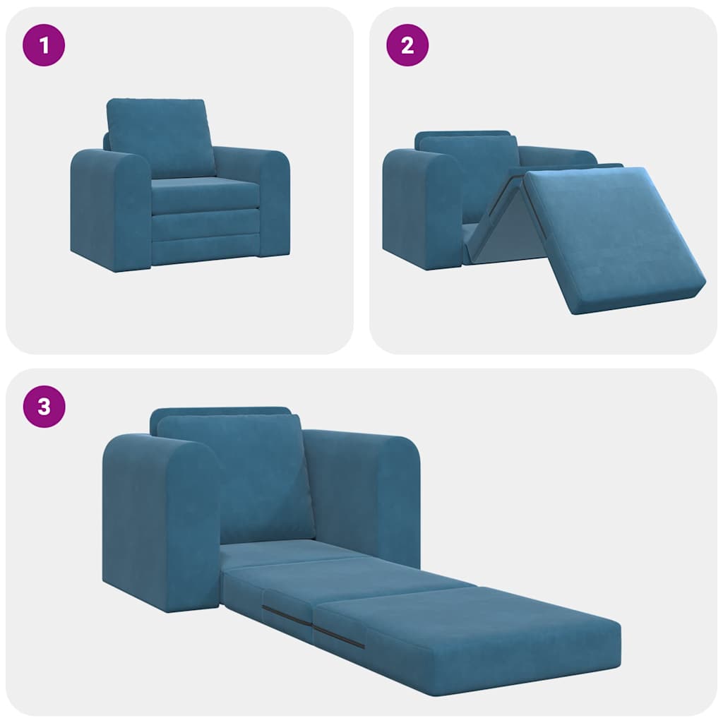 Divano letto Blu 98 x 71 x 83 cm Velluto - homemem39