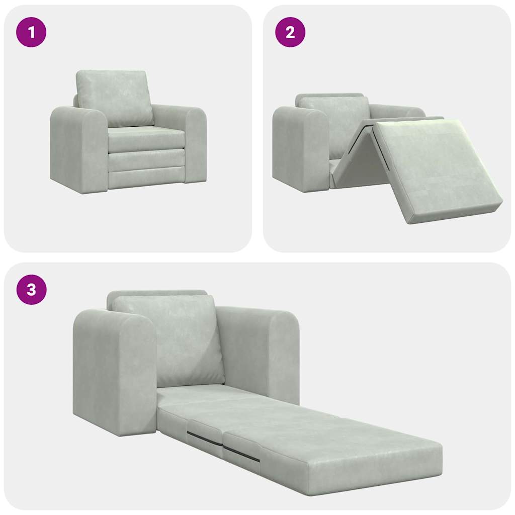 Divano letto Grigio chiaro 98 x 71 x 83 cm Velluto - homemem39