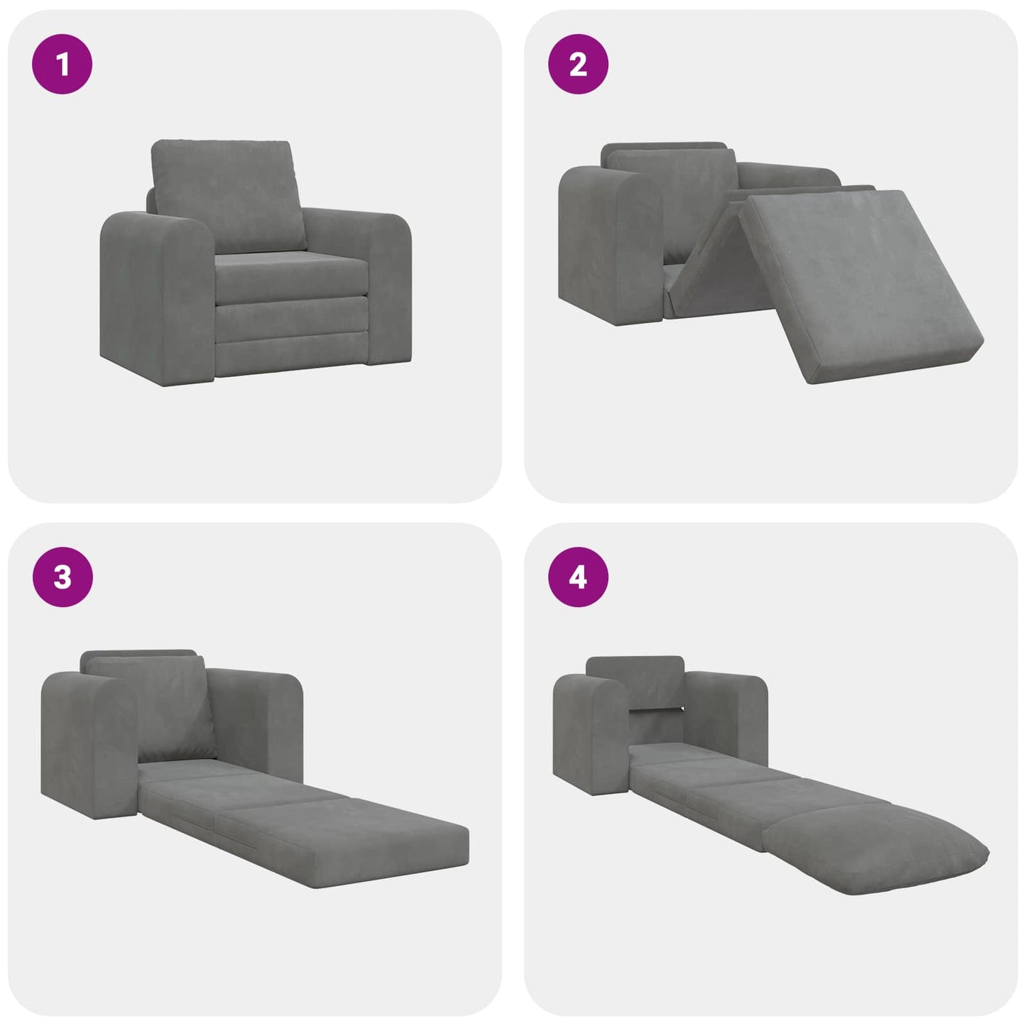 Divano letto Grigio scuro 98 x 71 x 83 cm Velluto