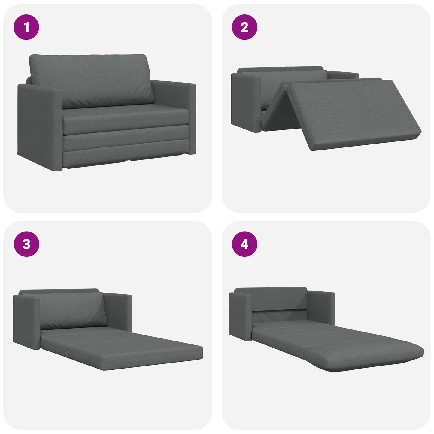 Divano letto 110cm Grigio scuro Tessuto