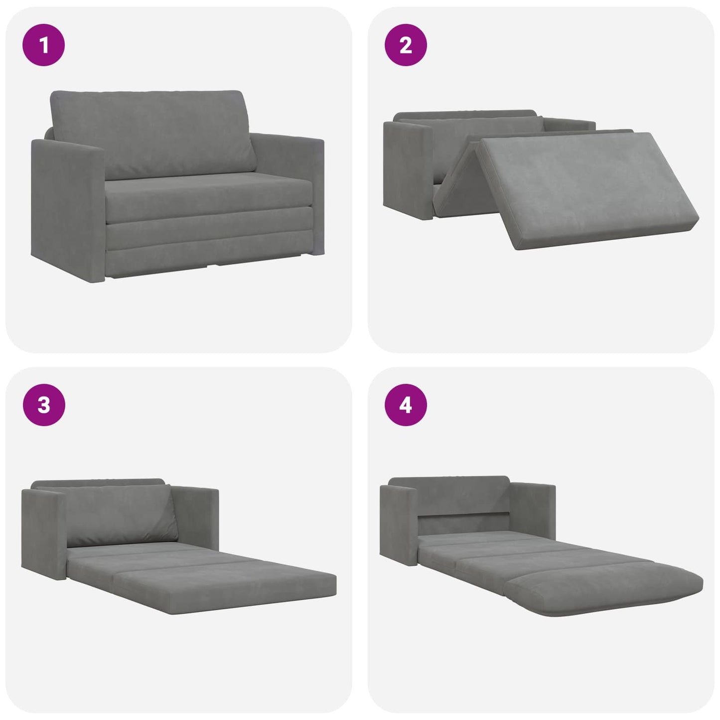 Divano letto Grigio scuro 124 x 71 x 78 cm Velluto | homemem39