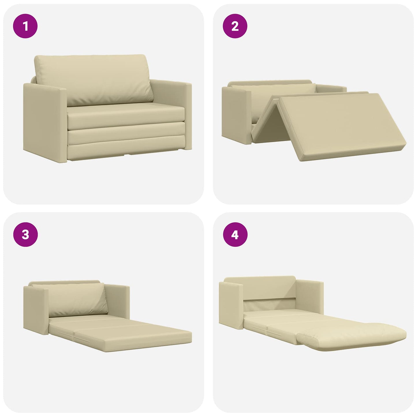 Divano letto Crema 124 x 71 x 78 cm Pelle Artificiale