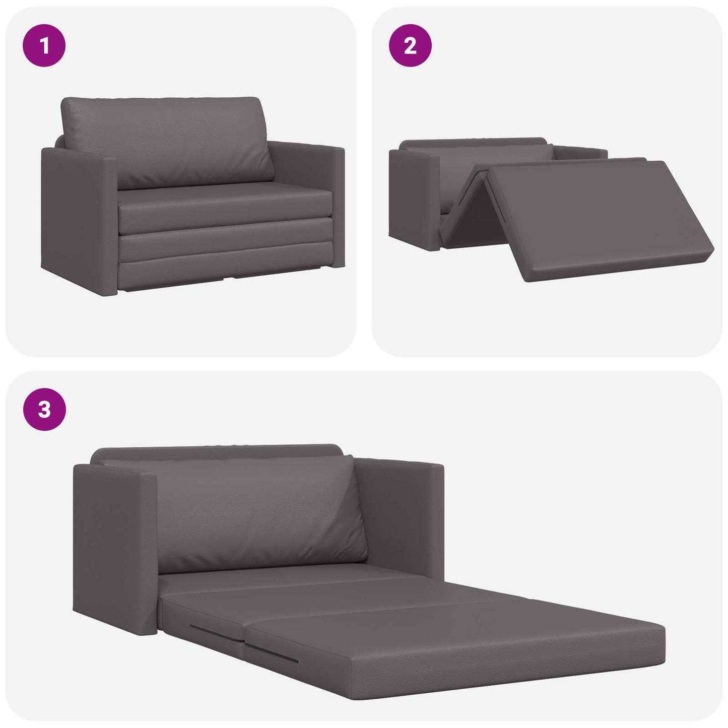 Divano letto Grigio 124 x 71 x 78 cm Pelle Artificiale
